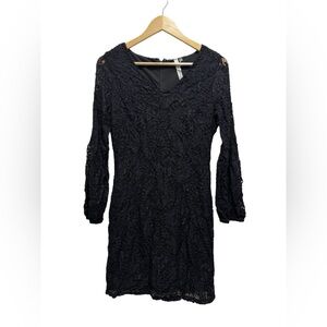 NY Collection Elegant Black Lace Long Sleeve Dress